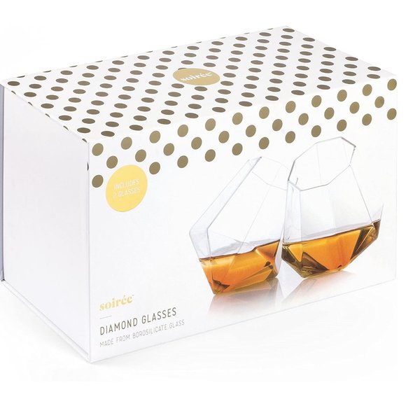 Geometric Borosilicate glasses, diamond shape set of 2 - Picture 2 of 5